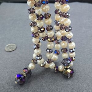 Pearl AB Purple Crystal Lariat Necklace Vintage